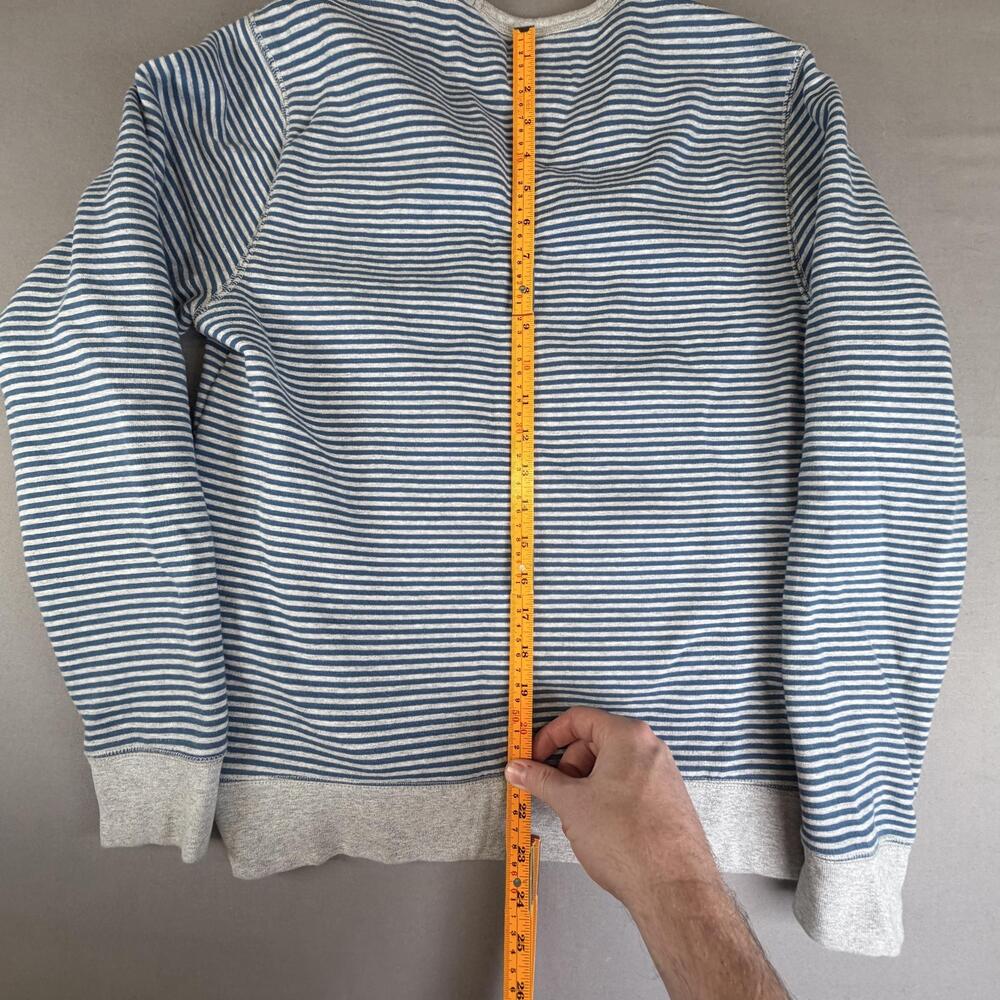Lands' End Sweatshirt Mens Small Blue Striped Serious Sweats Pullover Fleece - Picture 7 of 11